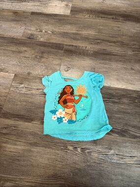 Disney Girls' Light Turquoise Short Sleeve Graphic Top - Disney Moana Style